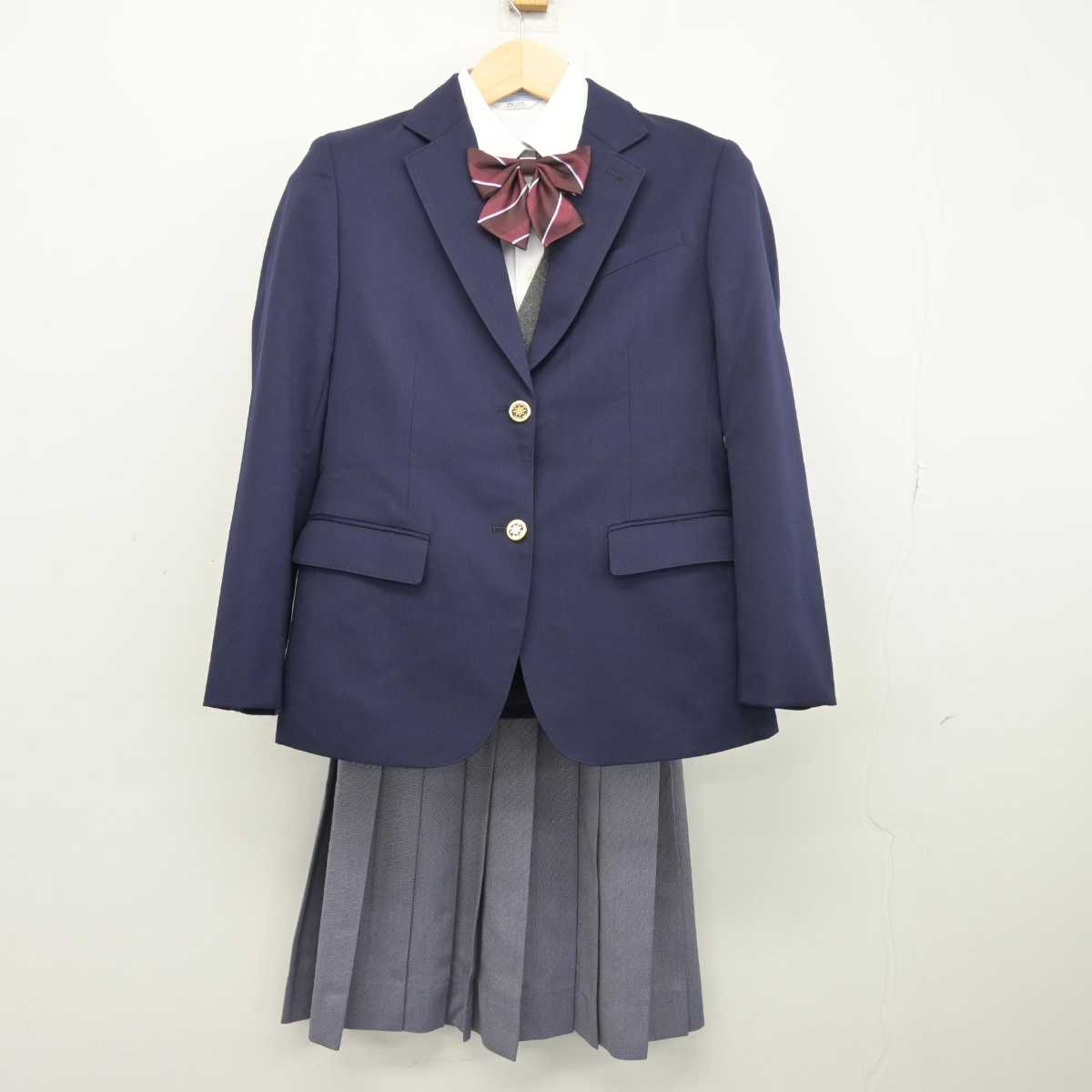 【中古】三重県 四日市高等学校 女子制服 5点 (ブレザー・シャツ・ニット・スカート) sf047916