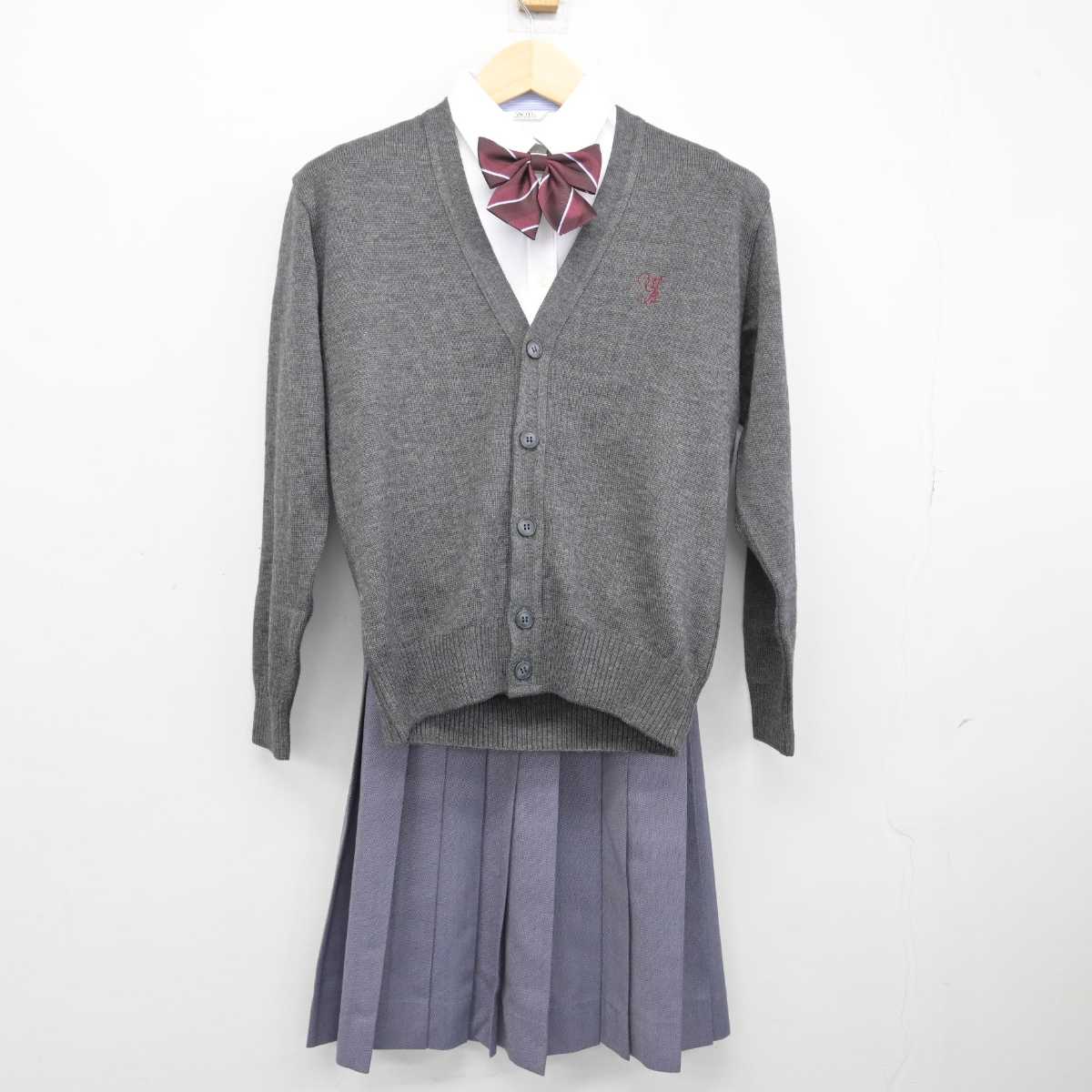 【中古】三重県 四日市高等学校 女子制服 5点 (ブレザー・シャツ・ニット・スカート) sf047916