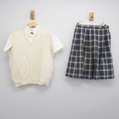 【中古】三重県 津田学園高等学校 女子制服 4点 (ニットベスト・シャツ・スカート) sf047922