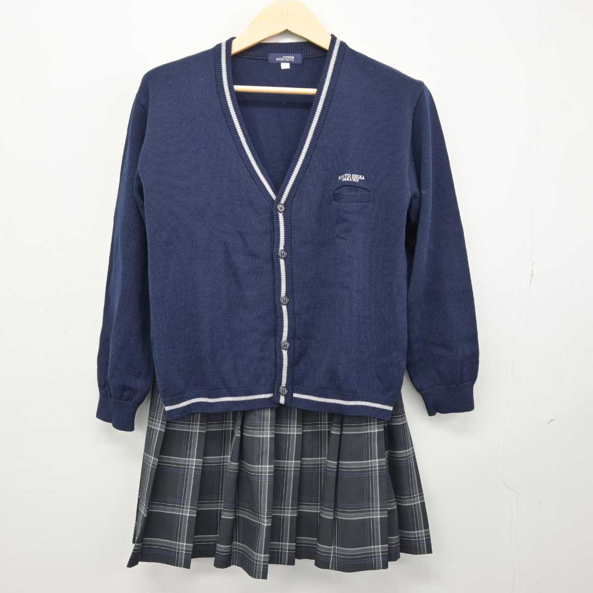 【中古】京都府 京都精華学園高等学校 女子制服 4点 (ブレザー・ニット・スカート) sf047947