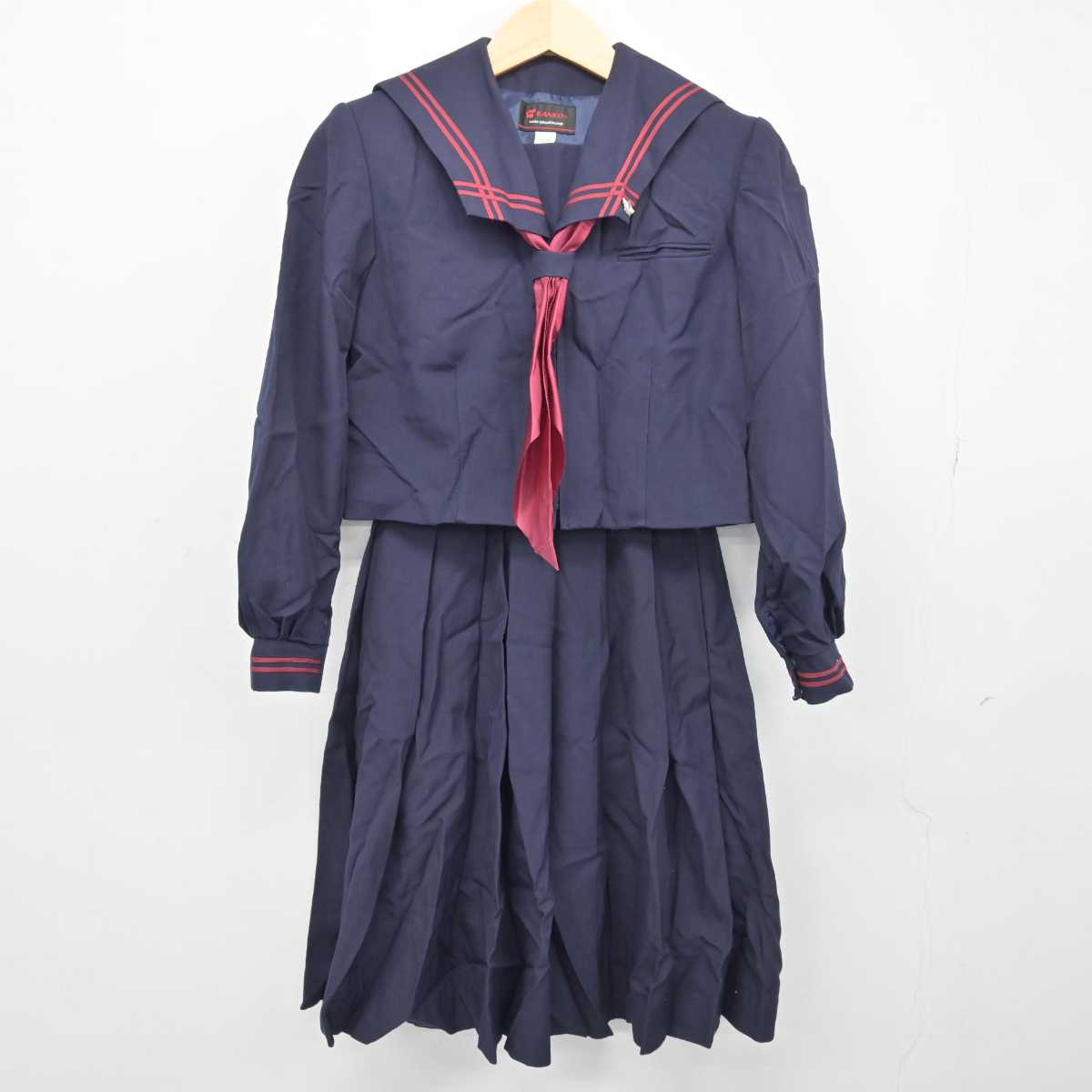 【中古】宮城県 船迫中学校 女子制服 4点 (セーラー服・スカート) sf047958