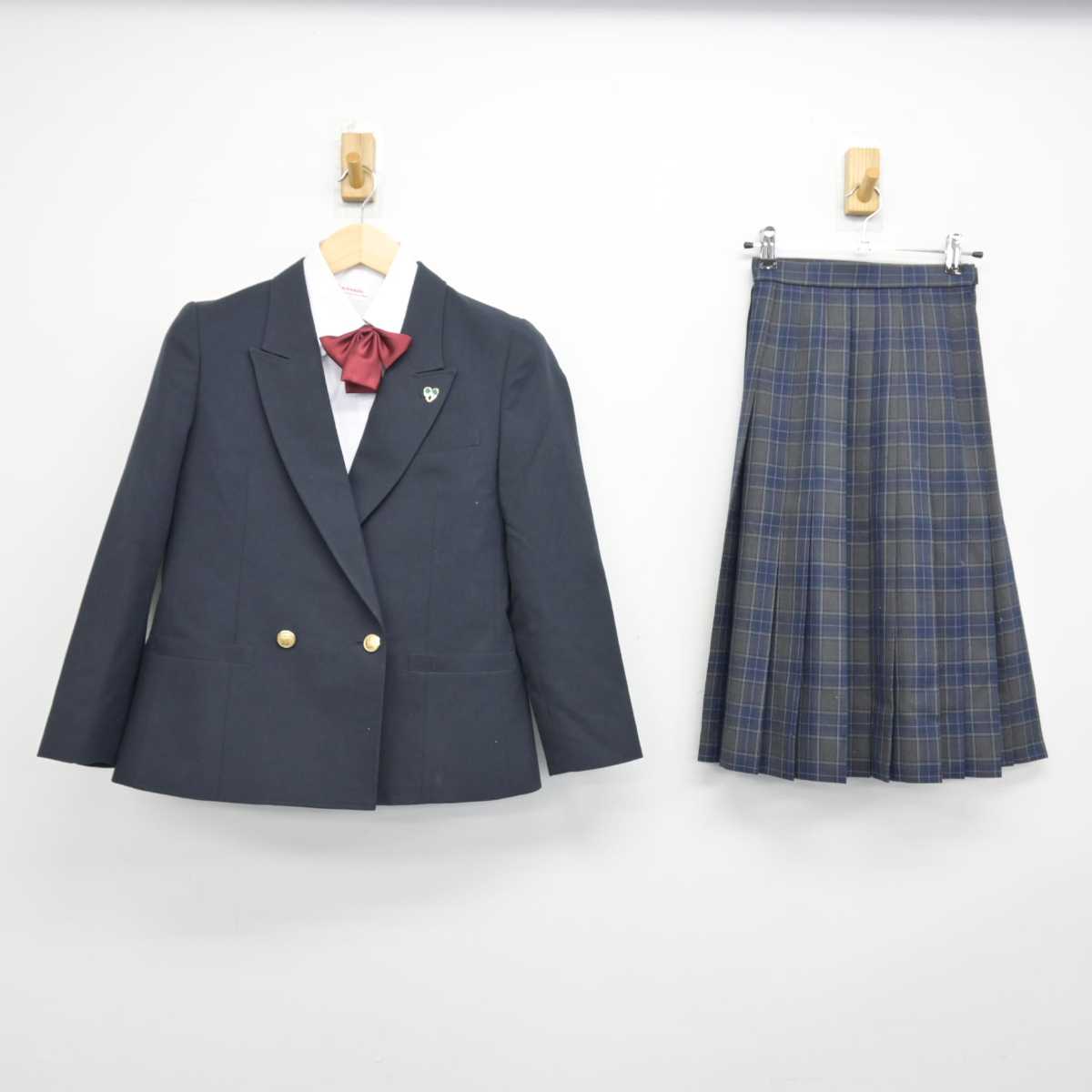 中古】神奈川県 麻生中学校 女子制服 4点 (ブレザー・シャツ・スカート