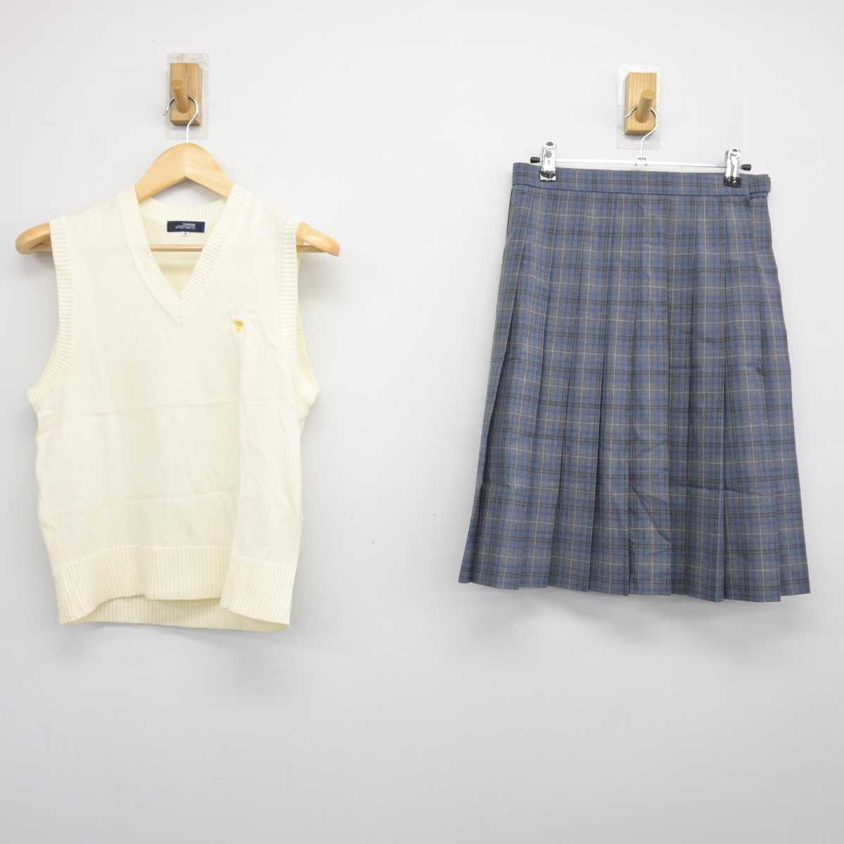 【中古】東京都 東海大学付属高輪台高等学校 女子制服 2点 (ニットベスト・スカート) sf047982