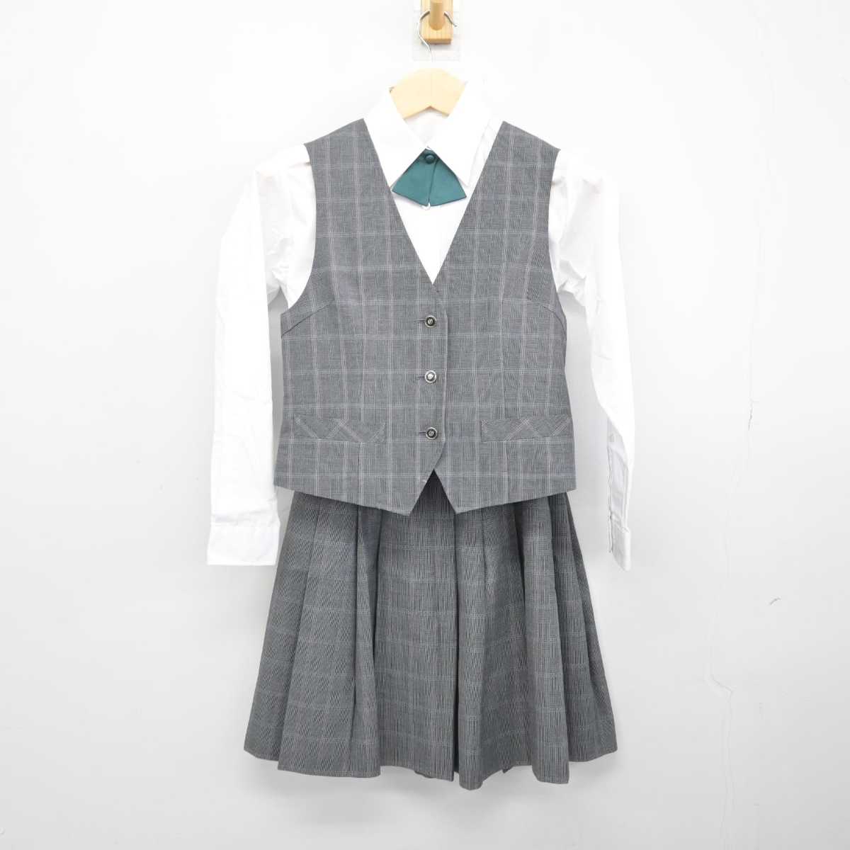 【中古】神奈川県 藤沢市立大庭中学校 女子制服 5点 (ブレザー・ベスト・シャツ・スカート) sf048000