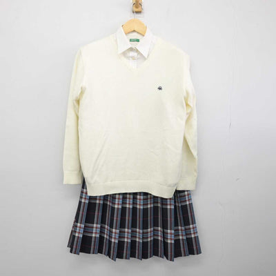 【中古】大阪府 四條畷学園中学校 女子制服 3点 (ニット・シャツ・スカート) sf048004