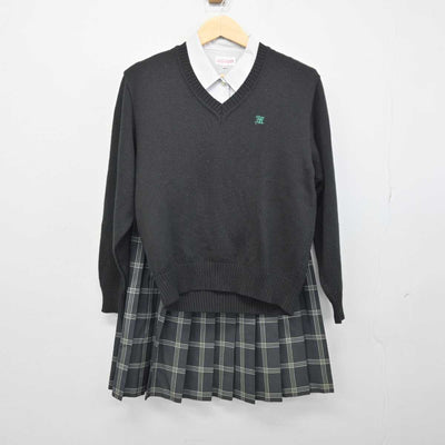 【中古】宮城県 仙台大学附属明成高等学校 女子制服 3点 (ニット・シャツ・スカート) sf048061