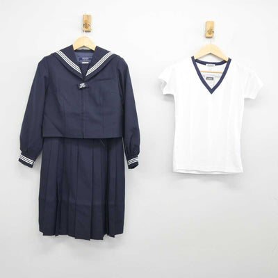 【中古】埼玉県 菖蒲中学校 女子制服 3点 (セーラー服・ジャンパースカート・その他アイテム) sf048080