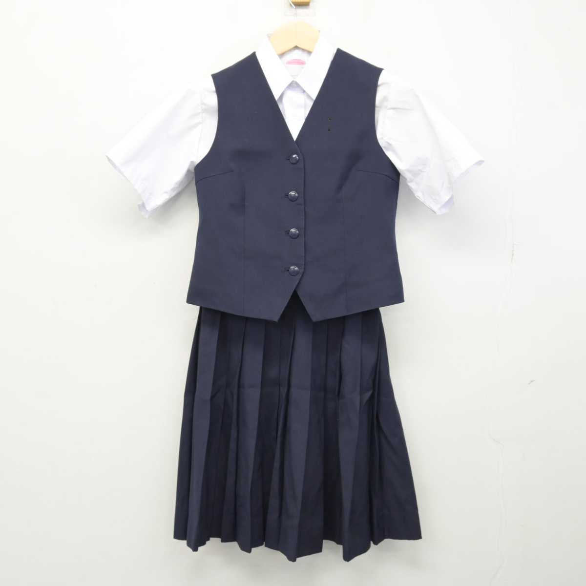 【中古】千葉県 八千代高等学校 女子制服 3点 (ベスト・シャツ・スカート) sf048128