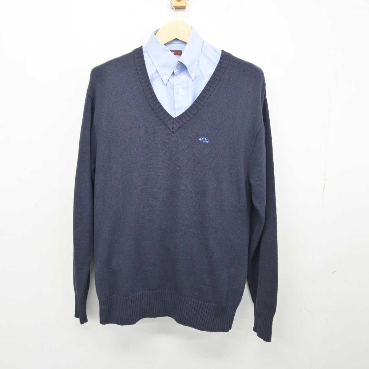 【中古】群馬県 高崎商科大学附属高等学校 男子制服 2点 (ニット・シャツ) sf048191