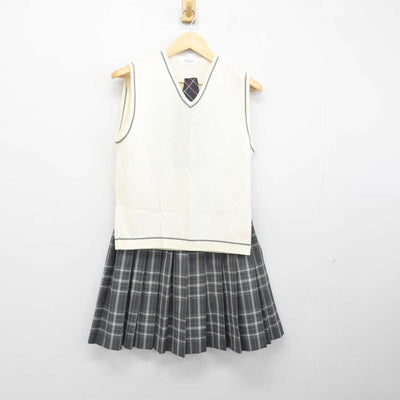 【中古】愛知県 岡崎城西高等学校 女子制服 3点 (ニットベスト・スカート) sf048228