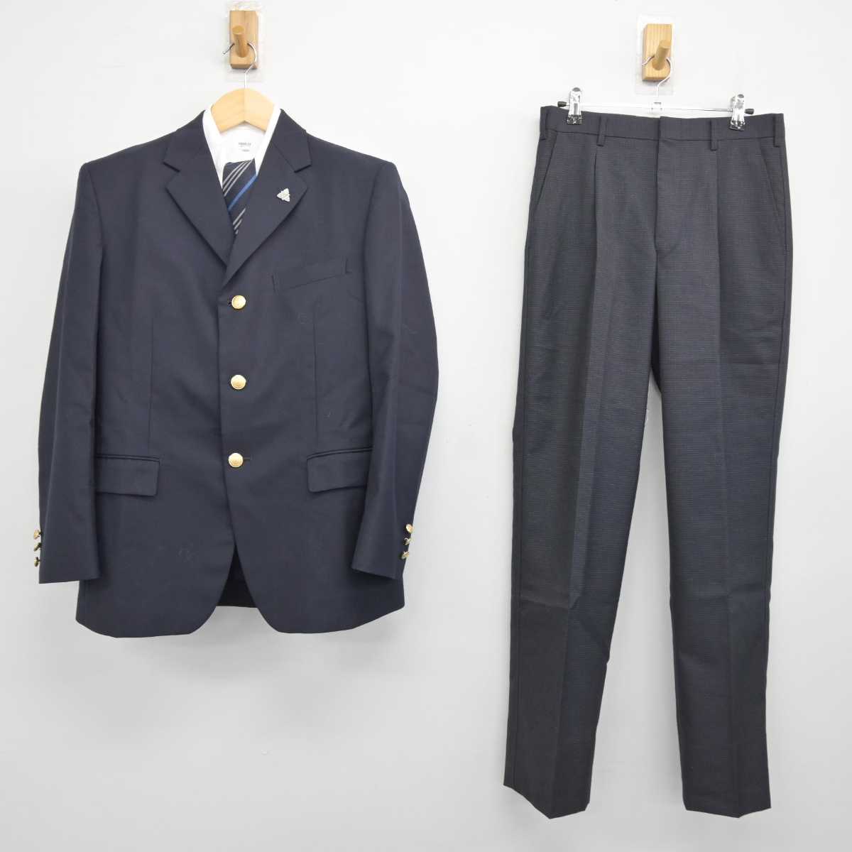 【中古】広島県 賀茂高等学校 男子制服 6点 (ブレザー・シャツ・ズボン) sf048236