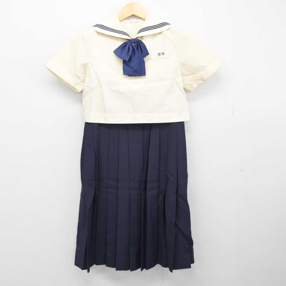 【中古】福岡県 博多女子高等学校 女子制服 3点 (セーラー服・ジャンパースカート) sf048362