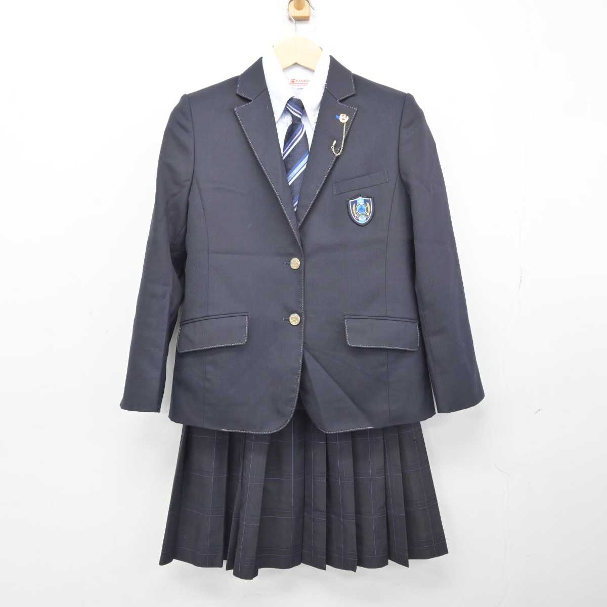 【中古】福岡県 三潴高等学校 女子制服 5点 (ブレザー・ニット・シャツ・スカート) sf048432