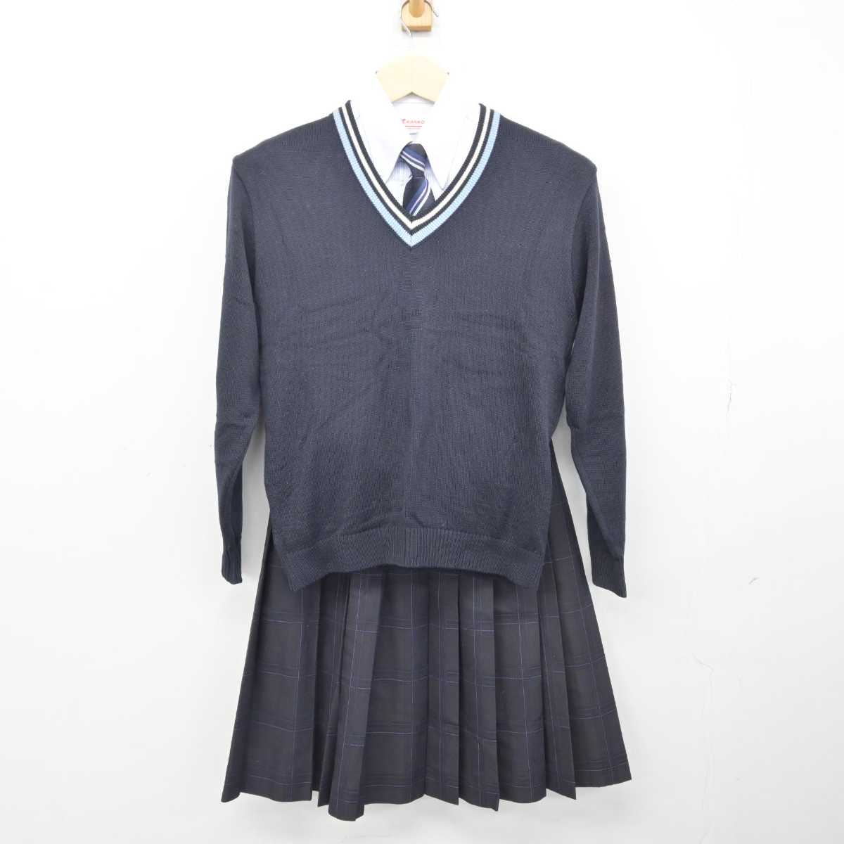 【中古】福岡県 三潴高等学校 女子制服 5点 (ブレザー・ニット・シャツ・スカート) sf048432