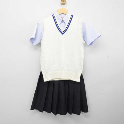 【中古】福岡県 三潴高等学校 女子制服 3点 (ニットベスト・シャツ・スカート) sf048433