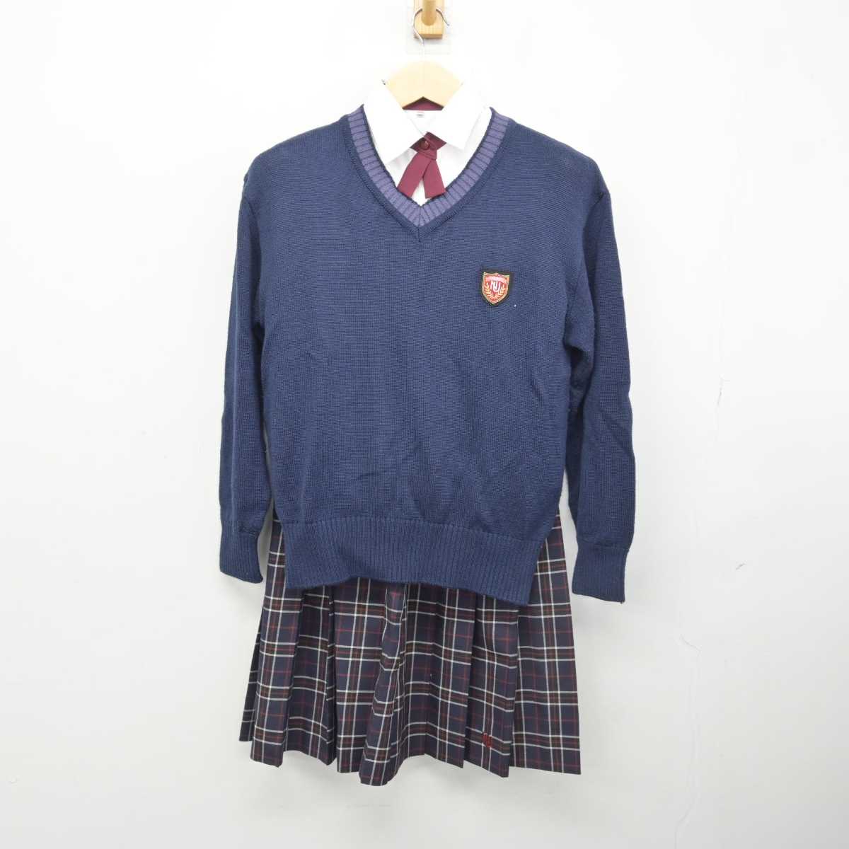 【中古】岐阜県 大垣日本大学高等学校 女子制服 4点 (ブレザー・ニット・シャツ・スカート) sf048438