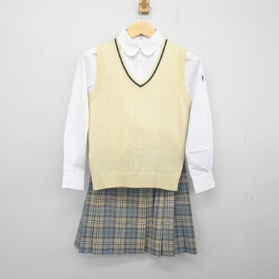 【中古】東京都 國學院高等学校 女子制服 3点 (ニットベスト・シャツ・スカート) sf048455