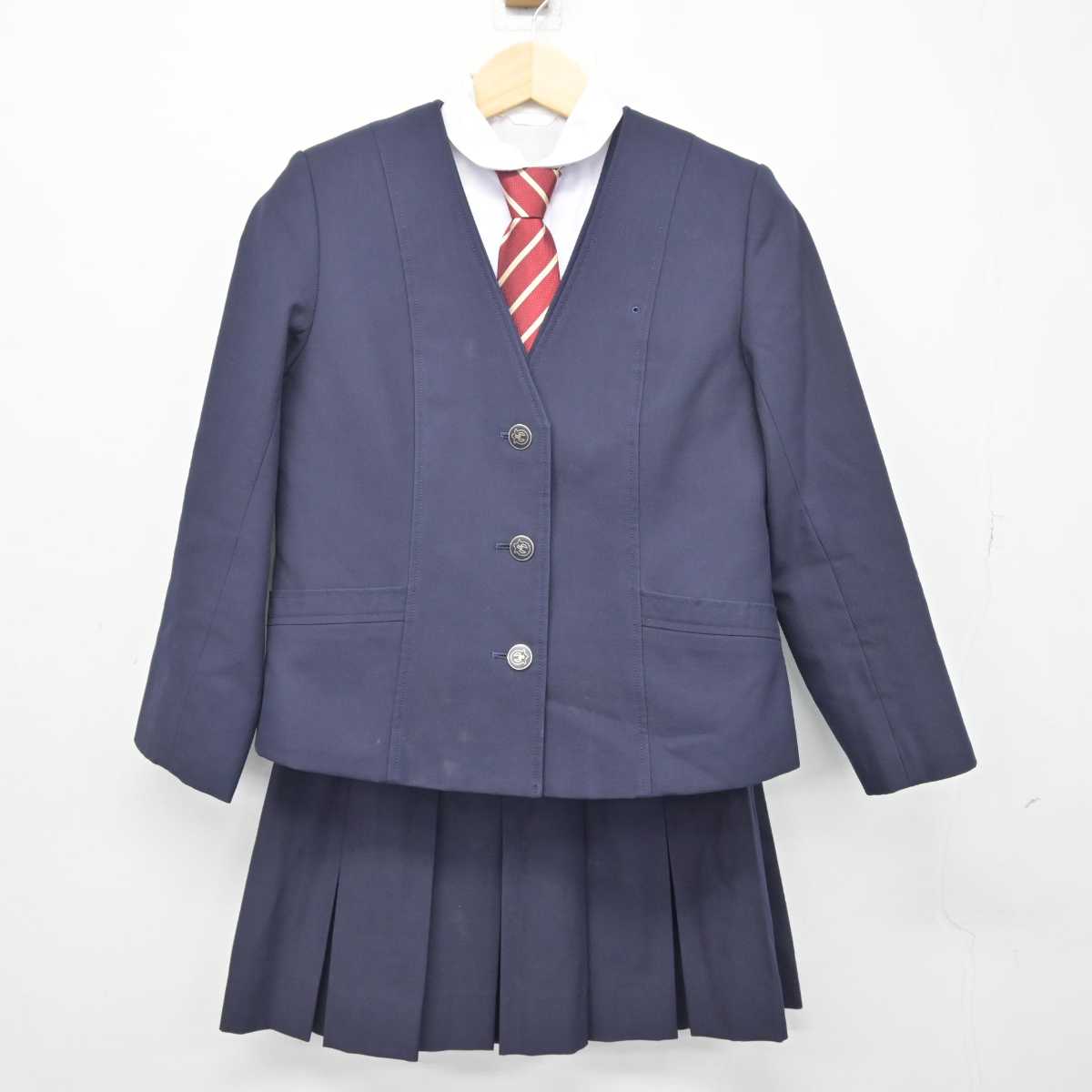 【中古】愛知県 名古屋南高等学校 女子制服 6点 (ブレザー・シャツ・ベスト・スカート) sf048501