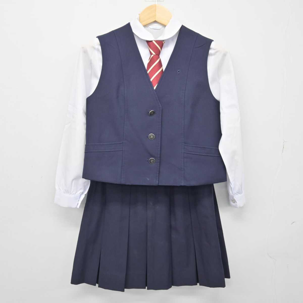 【中古】愛知県 名古屋南高等学校 女子制服 6点 (ブレザー・シャツ・ベスト・スカート) sf048501