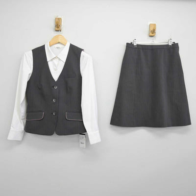 【中古】 事務服 女子制服 3点 (ベスト・シャツ・スカート) sf048525