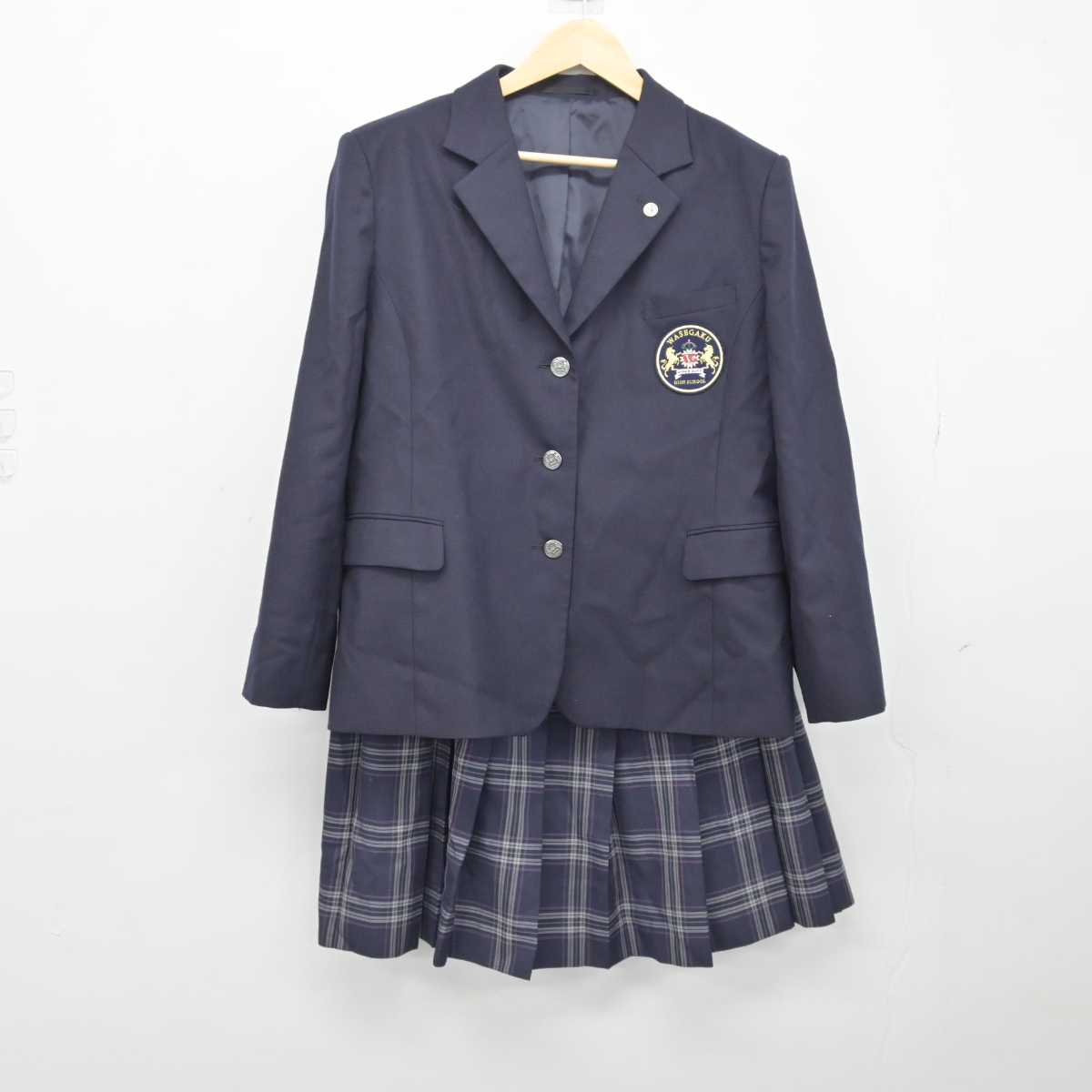 【中古】 わせがく高等学校 女子制服 2点 (ブレザー・スカート) sf048560