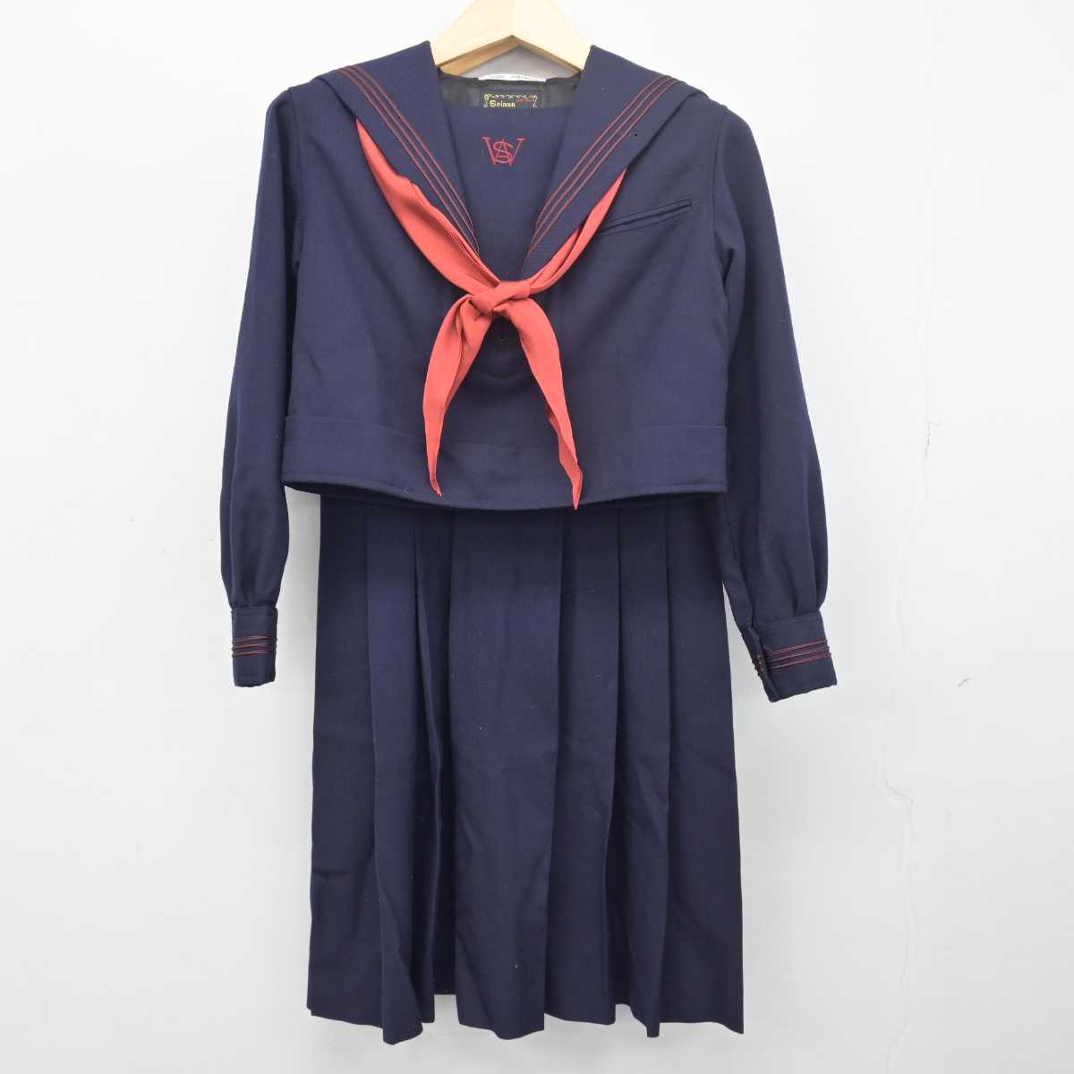 【中古】福岡県 西南女学院中学校 女子制服 3点 (セーラー服・スカート) sf048572