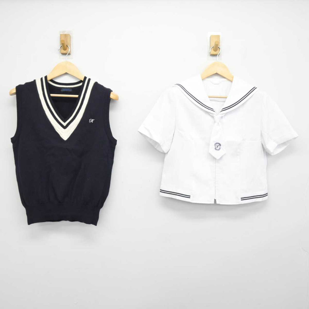 中古】長崎県 九州文化学園高等学校 女子制服 4点 (ニットベスト 中古】長崎県 九州文化学園高等学校 女子制服 4点 (ニットベスト