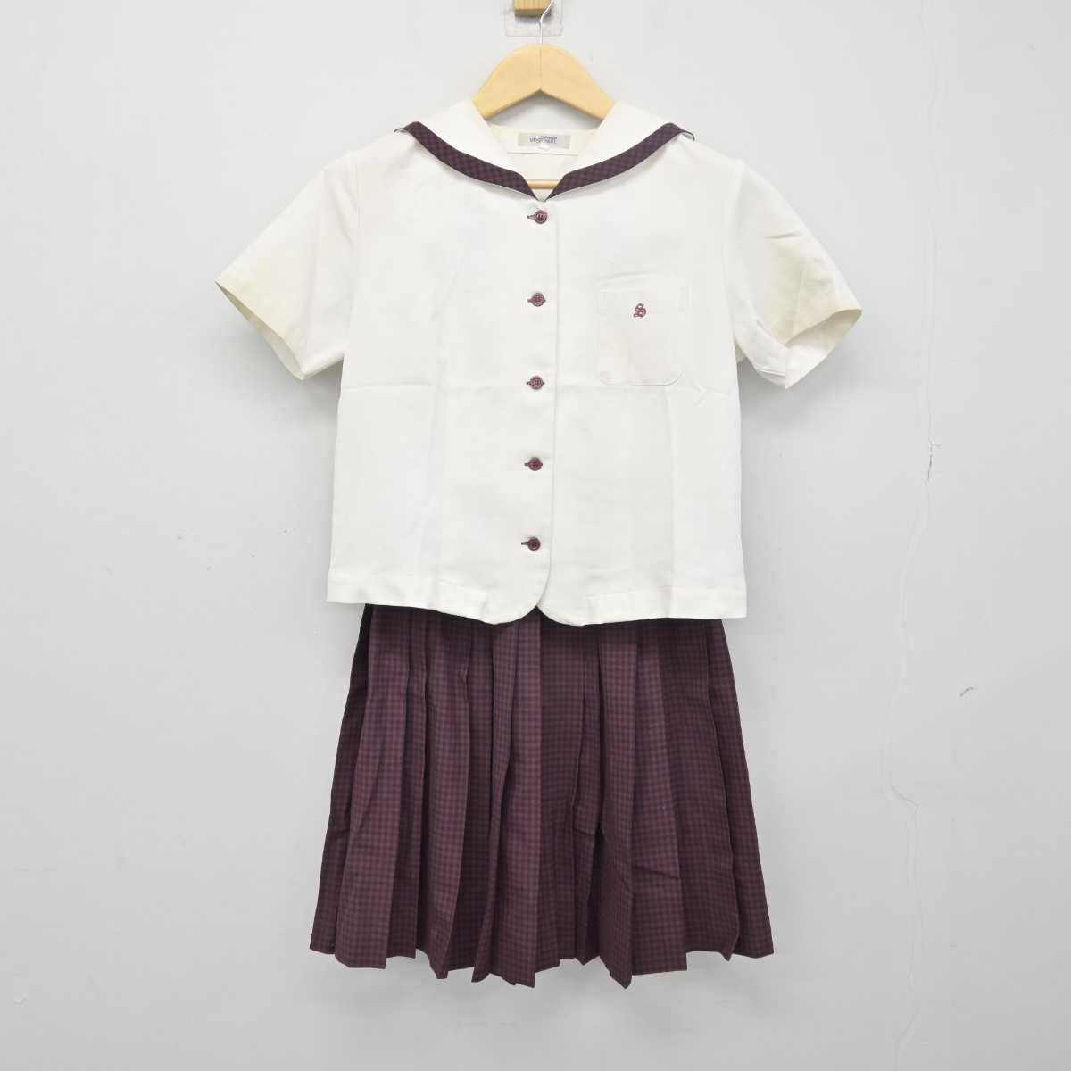 【中古】岡山県 瀬戸南高等学校 女子制服 2点 (シャツ・スカート) sf048611