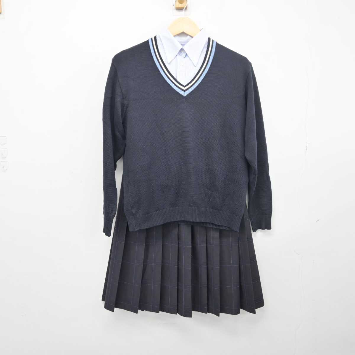 【中古】福岡県 三潴高等学校 女子制服 3点 (ニット・シャツ・スカート) sf048631