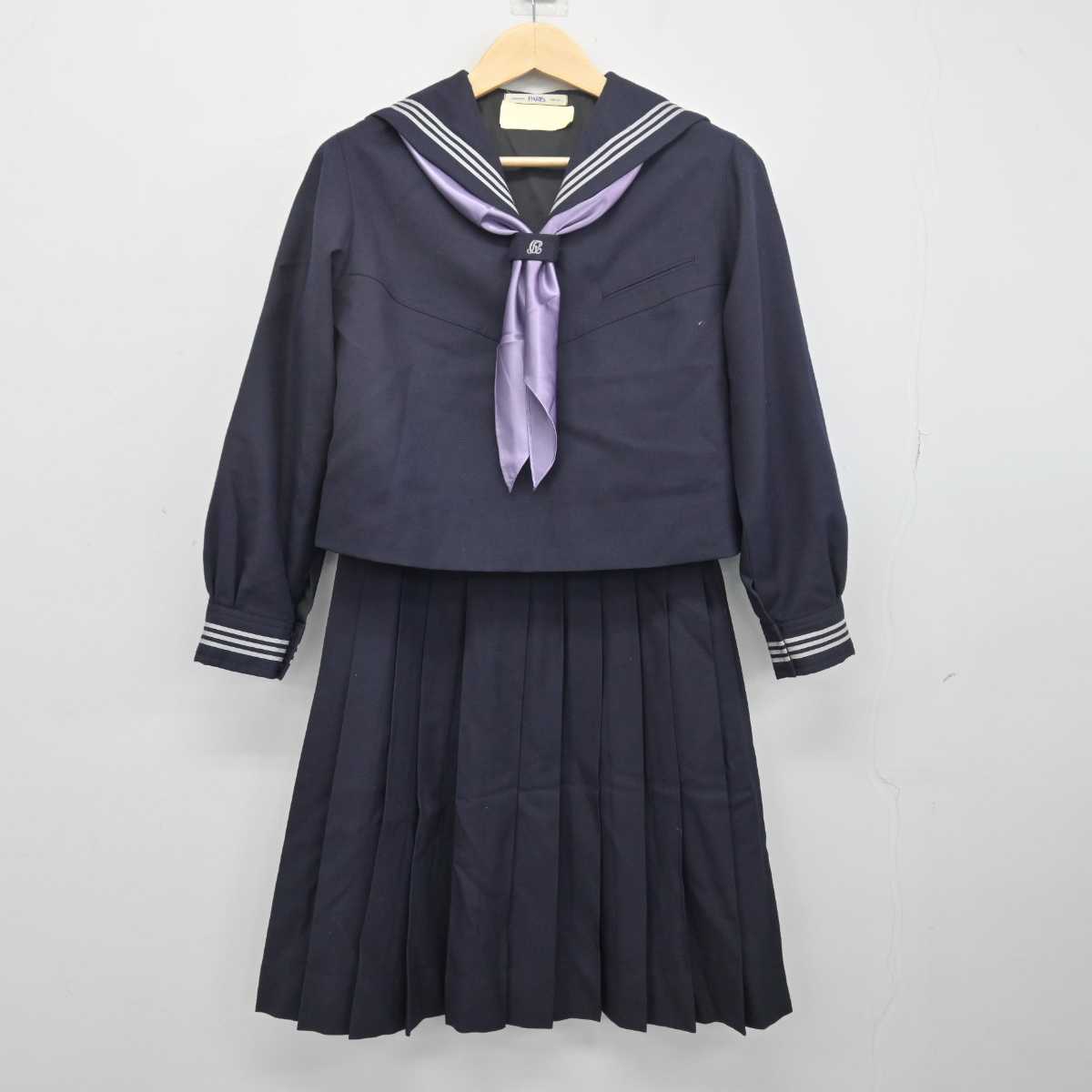 【中古】埼玉県 大妻嵐山中学校 女子制服 3点 (ニット・セーラー服・スカート) sf048668