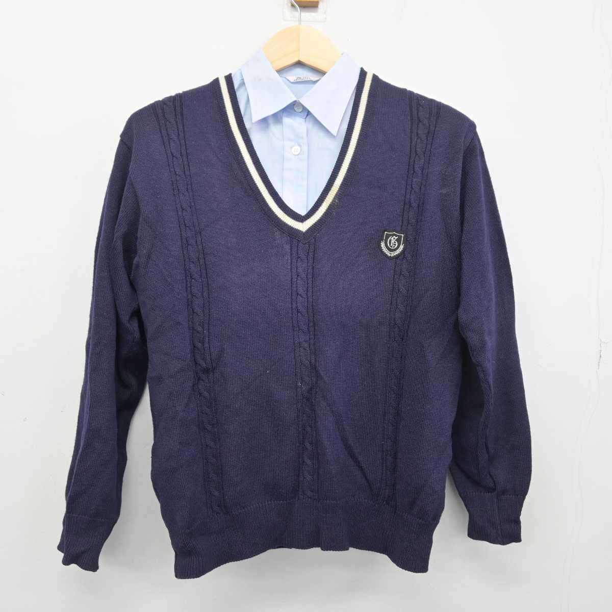 【中古】愛知県 蒲郡高等学校 女子制服 2点 (ニット・シャツ) sf048678