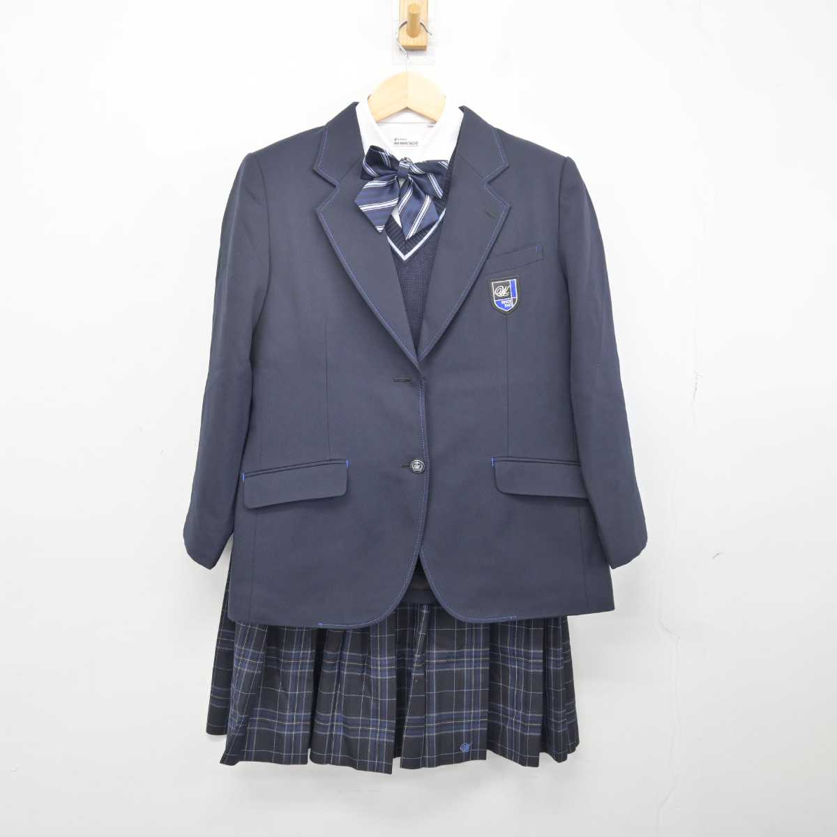 【中古】栃木県 若松原中学校 女子制服 5点 (ブレザー・ニットベスト・シャツ・スカート) sf048690