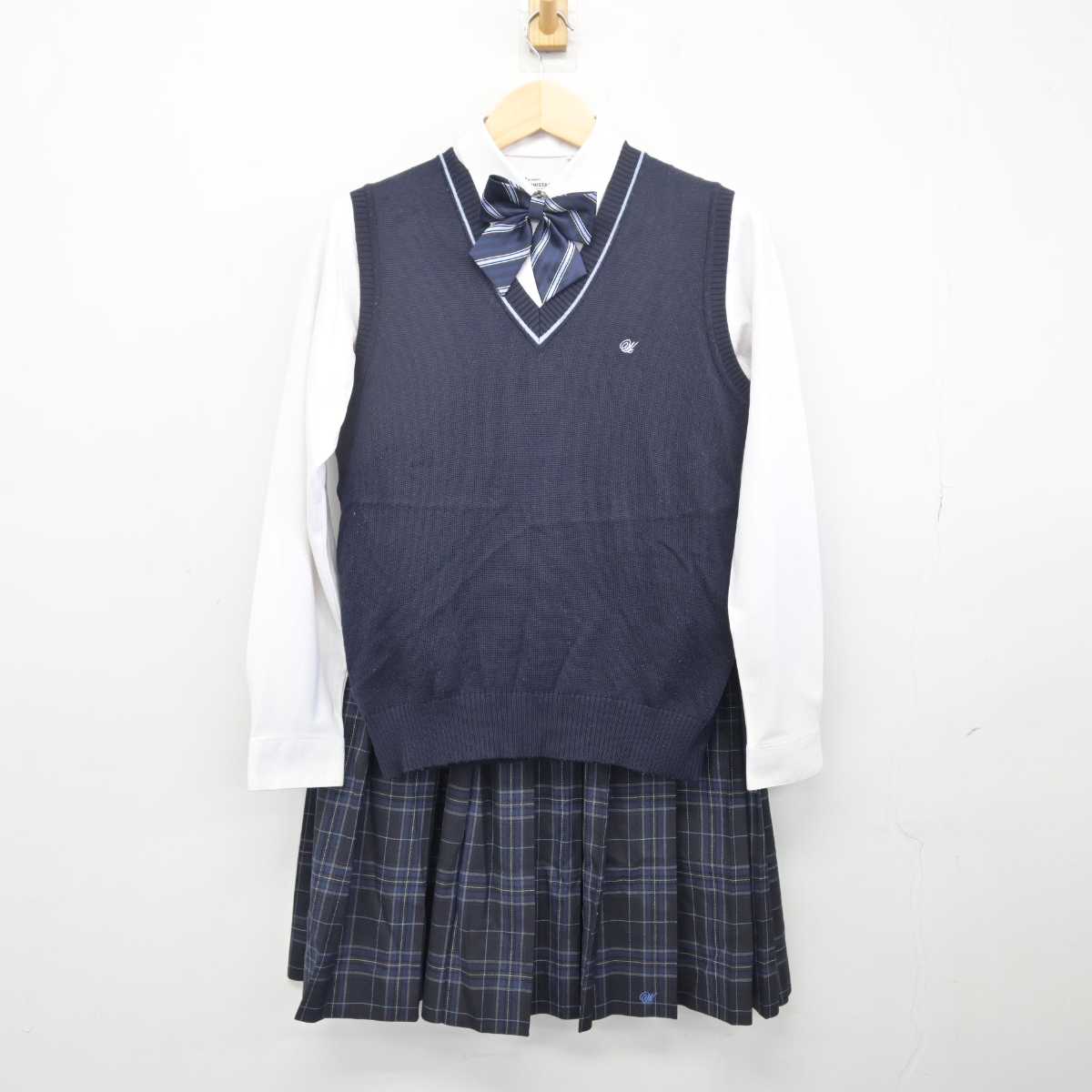 【中古】栃木県 若松原中学校 女子制服 5点 (ブレザー・ニットベスト・シャツ・スカート) sf048690