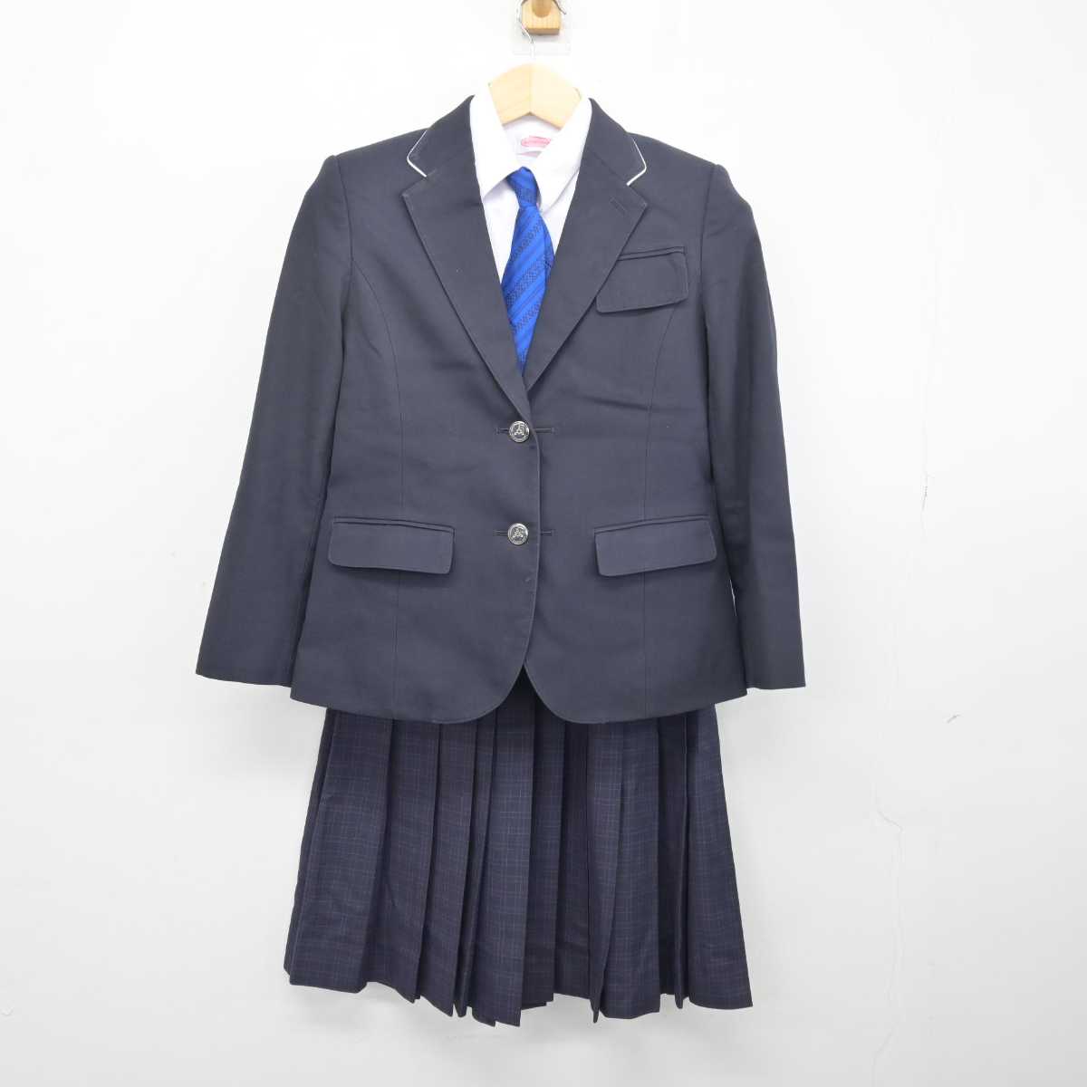 【中古】福岡県 福岡市内中学新標準服 女子制服 6点 (ブレザー・ニット・シャツ・スカート) sf048694