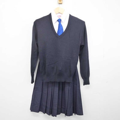 【中古】福岡県 福岡市内中学新標準服 女子制服 6点 (ブレザー・ニット・シャツ・スカート) sf048694