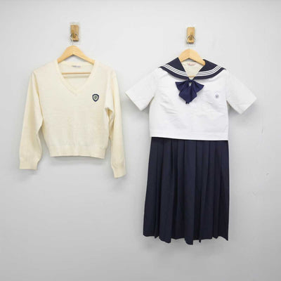 【中古】福岡県 精華女子高等学校 女子制服 4点 (ニット・セーラー服・ジャンパースカート) sf048804