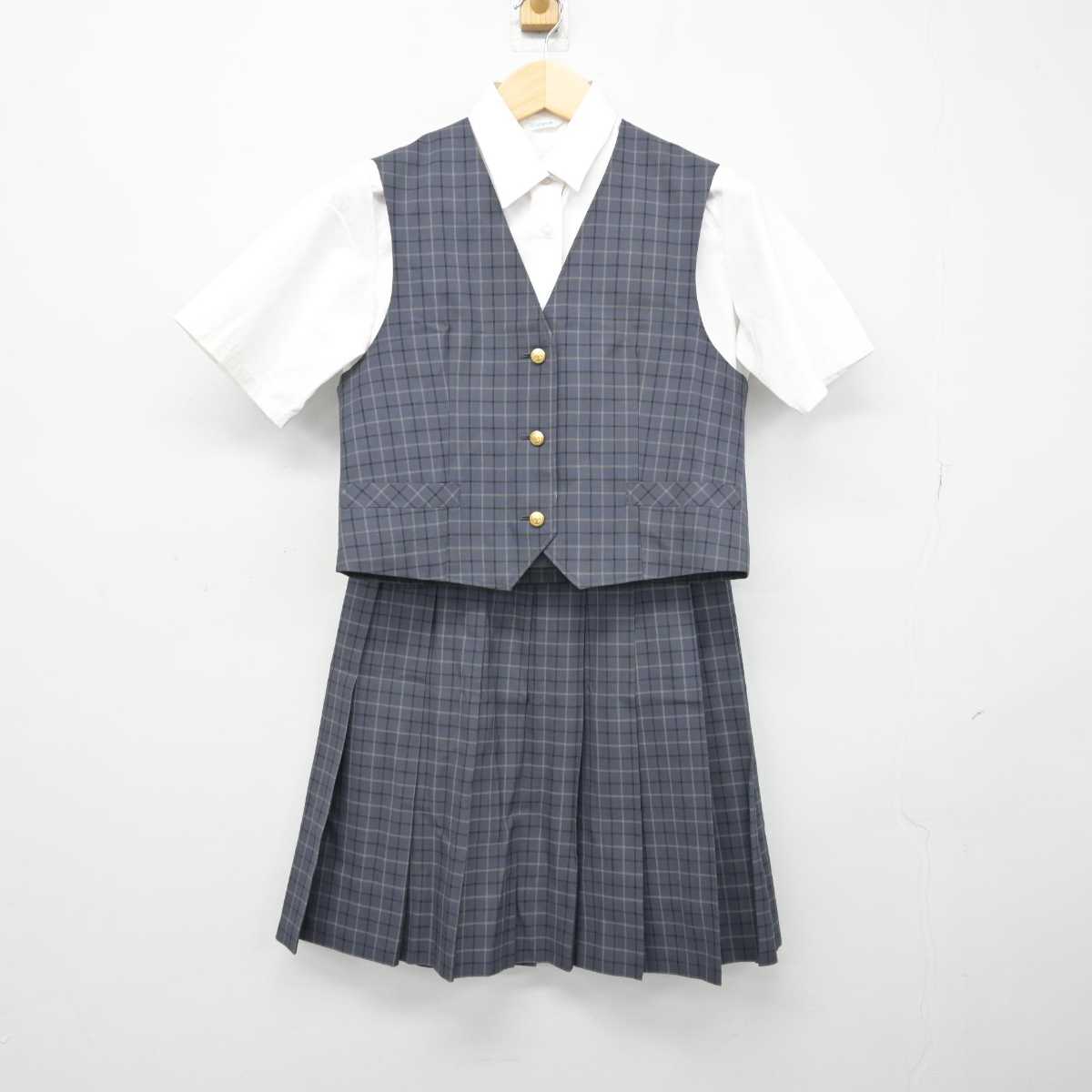 【中古】神奈川県 泉が丘中学校 女子制服 3点 (シャツ・ベスト・スカート) sf048820