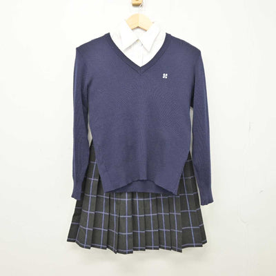 【中古】東京都 かえつ有明高等学校 女子制服 3点 (シャツ・ニット・スカート) sf048826