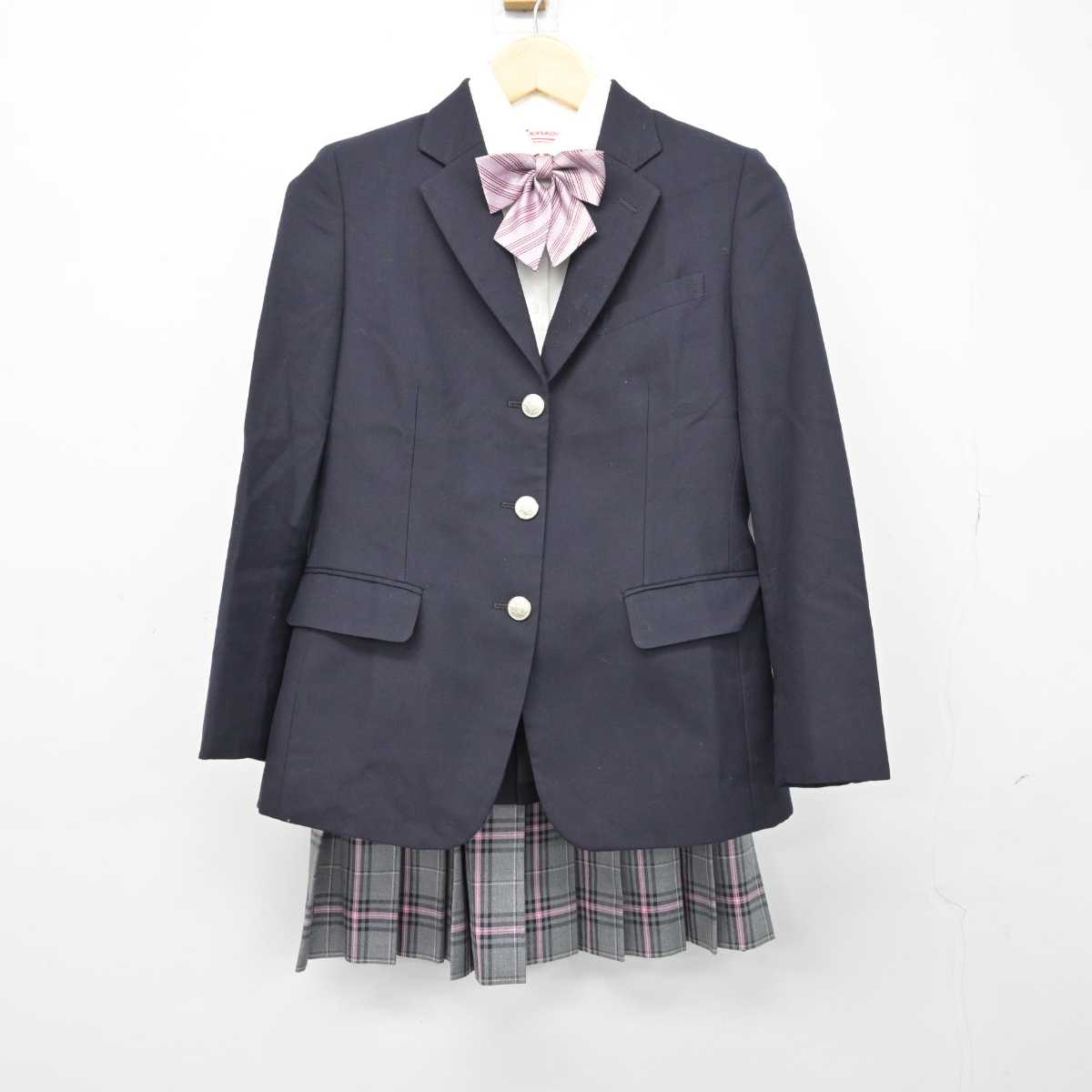 【中古】 クラーク記念国際高等学校 女子制服 4点 (ブレザー・シャツ・スカート) sf048829