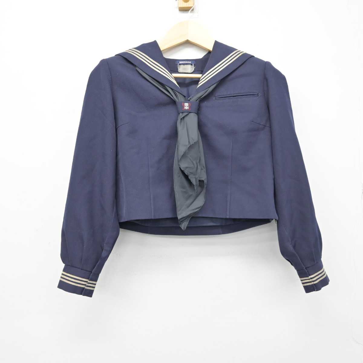 【中古】埼玉県 小川町立西中学校 女子制服 3点 (セーラー服・スカート) sf048838