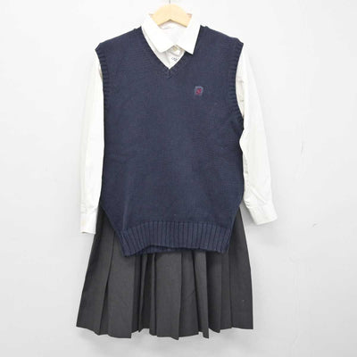 【中古】愛知県 享栄高等学校 女子制服 3点 (ニットベスト・シャツ・スカート) sf048866