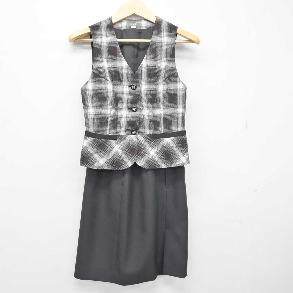 【中古】 事務服 女子制服 2点 (ベスト・スカート) sf048894