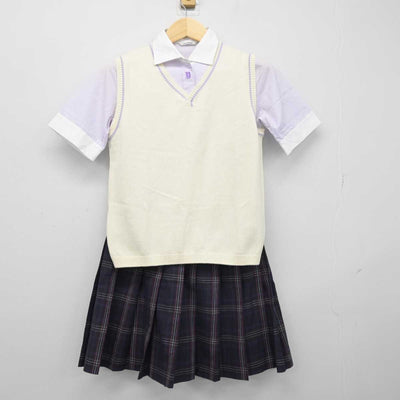 【中古】神奈川県 横浜学園高等学校 女子制服 3点 (ニットベスト・シャツ・スカート) sf048898