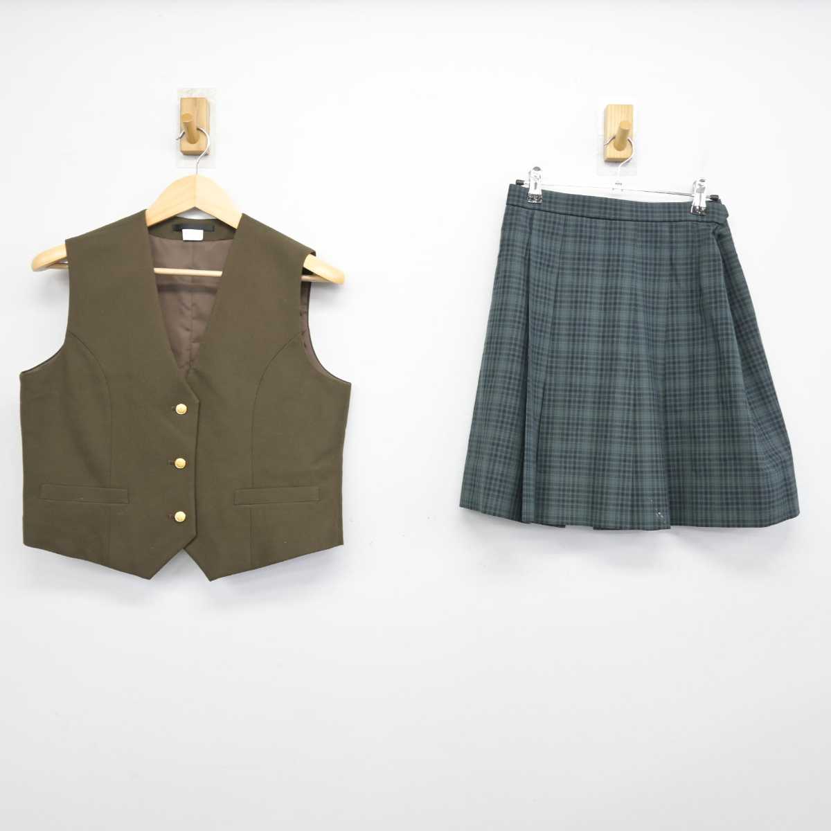 【中古】神奈川県 戸塚高等学校 女子制服 2点 (ベスト・スカート) sf048927