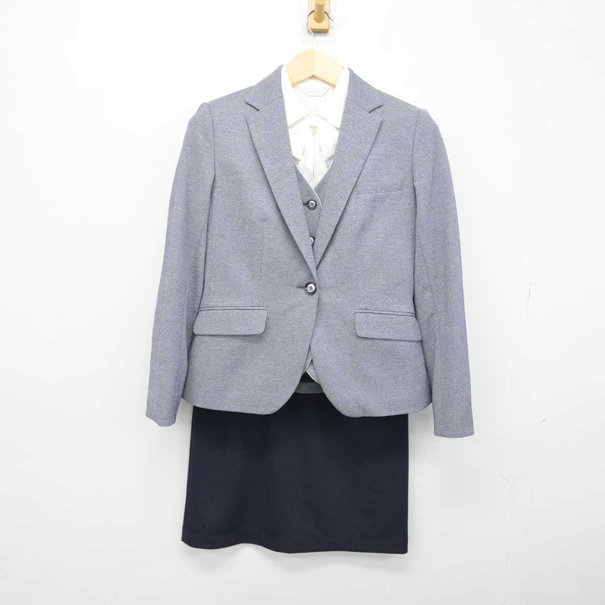 【中古】 事務服 女子制服 5点 (ブレザー・ベスト・シャツ・スカート) sf048944