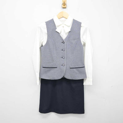 【中古】 事務服 女子制服 5点 (ブレザー・ベスト・シャツ・スカート) sf048944