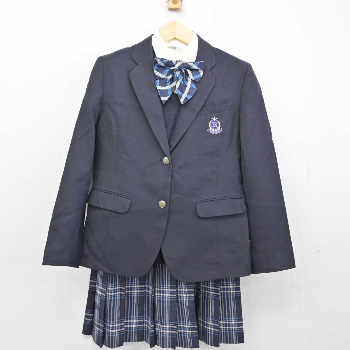 【中古】福岡県 柏陵高等学校 女子制服 5点 (ブレザー・シャツ・ニットベスト・スカート) sf049002