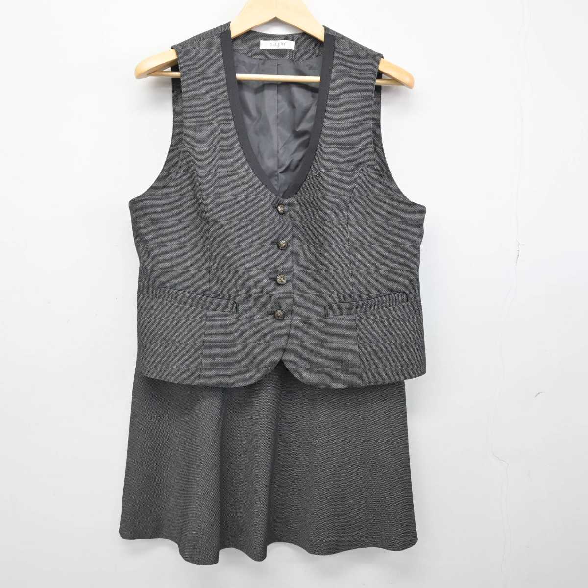 【中古】 事務服 女子制服 3点 (ベスト・スカート・スカート) sf049019