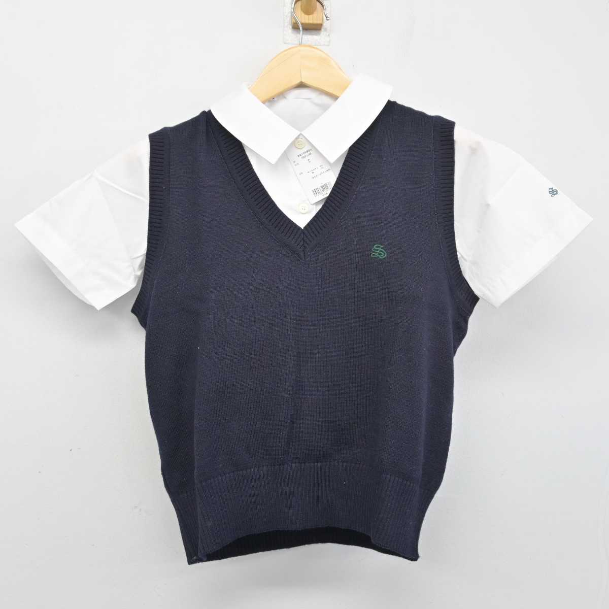 【中古】東京都 専修大学附属高等学校 女子制服 2点 (ニットベスト・シャツ) sf049122