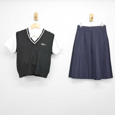 【中古】福岡県 福岡県立明善高等学校 女子制服 3点 (ニットベスト・シャツ・スカート) sf049145